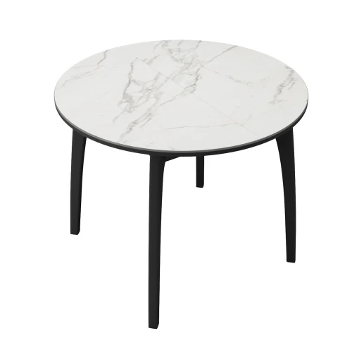 Стол DikLine MK46 Керамика Белый мрамор/подстолье черное/опоры черные