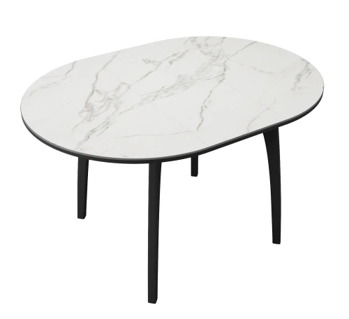 Стол DikLine MK46 Керамика Белый мрамор/подстолье черное/опоры черные