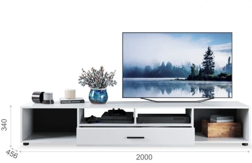 Тумба ТВ «Йорк» 2д1ящ, Белый/белый глянец