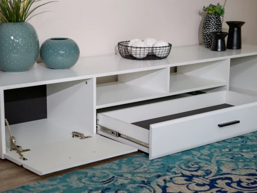 Тумба ТВ «Йорк» 2д1ящ, Белый/белый глянец