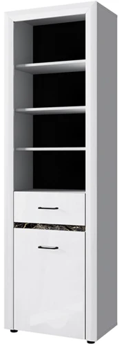 WHITEBLACK, Шкаф открытый 1D1S. Цвет БЕЛЫЙ / БЕЛЫЙ ГЛЯНЕЦ Anrex