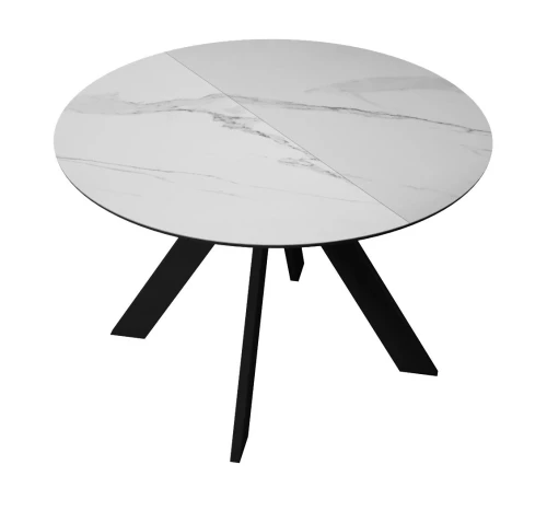 Стол DikLine SKC110 d1100 Керамика Белый мрамор/подстолье черное/опоры черные