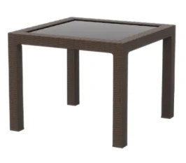 Стол пластиковый RATTAN арт. 95x95см квадратный со стеклом (коричневый)