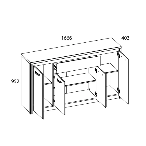 Тумба 4D1S, JAZZ, цвет Каштан найроби/Оникс