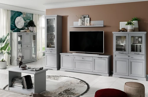 VALENCIA, Шкаф с витриной 1V1D1S. Цвет СЕРЫЙ