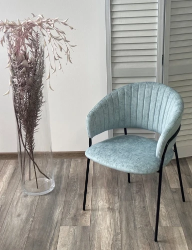 Стул ГЕММА, цвет RAIN 7 breeze, велюр / черный каркас М-City