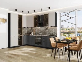 Кухонный гарнитур Евро Лайн-07 Агат/Антрацит Graphite