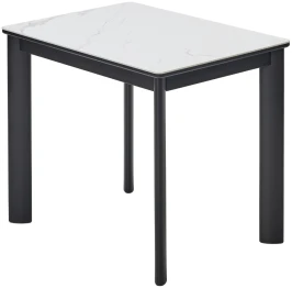 Стол ТЕТ-А-ТЕТ 110  Белый мрамор, керамика / Черный каркас М-City