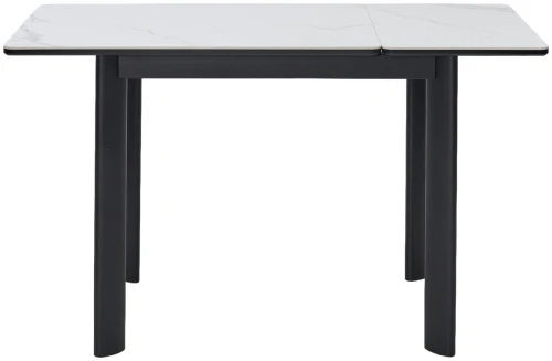 Стол ТЕТ-А-ТЕТ 110  Белый мрамор, керамика / Черный каркас М-City
