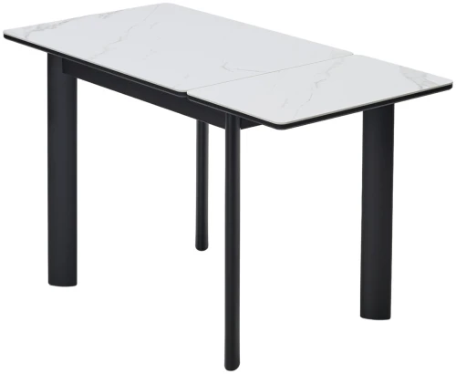Стол ТЕТ-А-ТЕТ 110  Белый мрамор, керамика / Черный каркас М-City