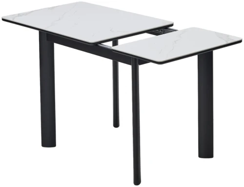 Стол ТЕТ-А-ТЕТ 110  Белый мрамор, керамика / Черный каркас М-City