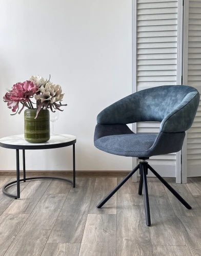 Стул EMBER 360 град. поворот. 7525-56 Синий, велюр/ ENJOY-315 Синий, ткань/ Черный, ®DISAUR