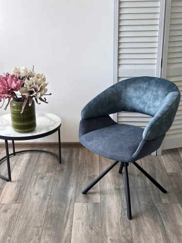 Стул EMBER 360 град. поворот. 7525-56 Синий, велюр/ ENJOY-315 Синий, ткань/ Черный, ®DISAUR