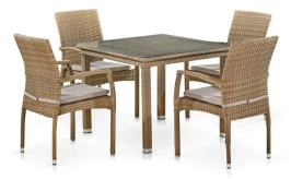 Комплект плетеной мебели T257B/Y379B-W65 Light Brown (4+1)