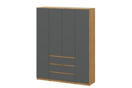 Шкаф четырехстворчатый Денвер (Серия 2) Дуб Золотой/Графит серый