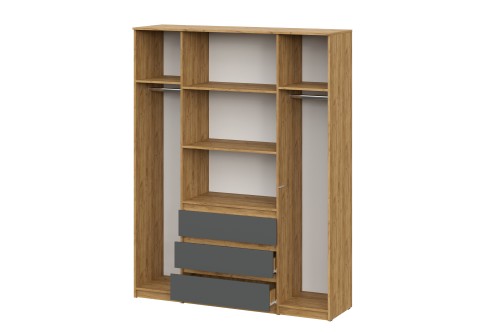 Шкаф четырехстворчатый Денвер (Серия 2) Дуб Золотой/Графит серый