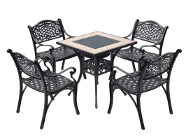 Обеденный комплект стол с барбекю БАРБЕКЮ-3 «BBQ-3» 70х70 арт.6348 + 4 кресла Лион-3