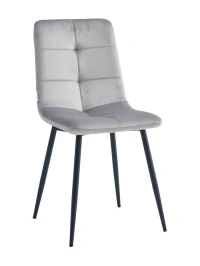 DC208 Стул мягкий, СЕРЕБРО#G62-37 велюр, каркас металл черный КРУГЛЫЙ