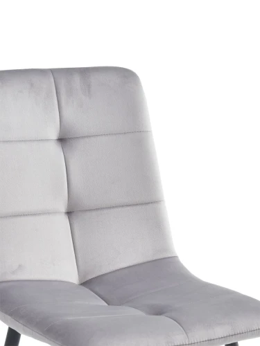 DC208 Стул мягкий, СЕРЕБРО#G62-37 велюр, каркас металл черный КРУГЛЫЙ