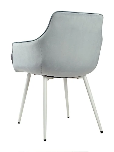 DC835 Стул мягкий с подлокотниками, ПЫЛЬНО-ГОЛУБОЙ#G62-81 велюр, каркас металл белый