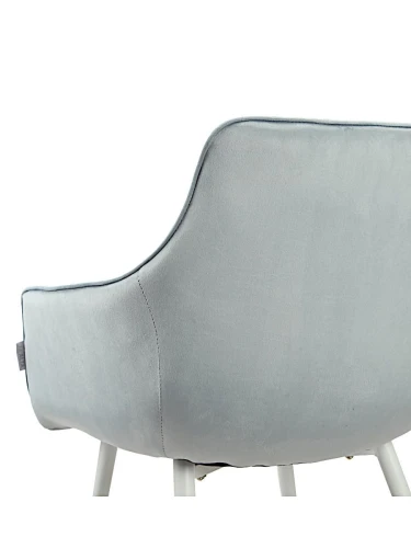 DC835 Стул мягкий с подлокотниками, ПЫЛЬНО-ГОЛУБОЙ#G62-81 велюр, каркас металл белый