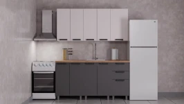 Готовая кухня ГК Аленушка 1,6м  Лаванда Кашемир/Сталь,скоба черный,черный