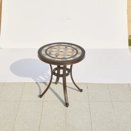 Стол круглый из литого алюминия с керамикой КЕРАМИК «CERAMIC» D60х66  -  Bronze