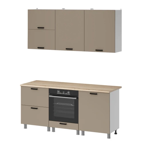 Готовая кухня МК Аленушка 1,8м Орешник Матовый Вижен,скоба черный,сонома