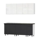 Кухонный гарнитур "Модерн New" (2,0м) (со столешницей 38 мм) Белый//Графит/Черный Кухонный гарнитур "Модерн New" (2,0м) (со столешницей 38 мм) Белый//Графит/Черный