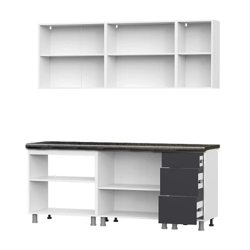 Кухонный гарнитур "Модерн New" (2,0м) (со столешницей 38 мм) Белый//Графит/Черный