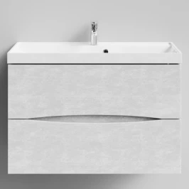 Тумба Лайт 90 подвесной, Белый камень ПВХ 57805 Vodok с раковиной в комплекте