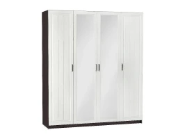 Шкаф 4-х створчатый Прага ШК-904М с зеркалами Белое дерево