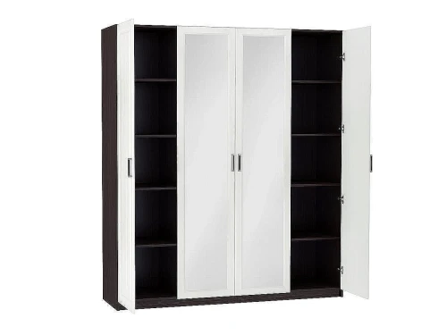 Шкаф 4-х створчатый Прага ШК-904М с зеркалами Белое дерево