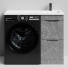 Тумба Смайл 100 напольный, под стиральную машину, правая, Мрамор Серый софт тач ПВХ 4044-1 Vodok с раковиной в комплекте Тумба Смайл 100 напольный, под стиральную машину, правая, Мрамор Серый софт тач ПВХ 4044-1 Vodok с раковиной в комплекте