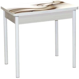 Бронкс фотопечать стол обеденный поворотно-раскладной / текстура 032/дуб молочный/белый