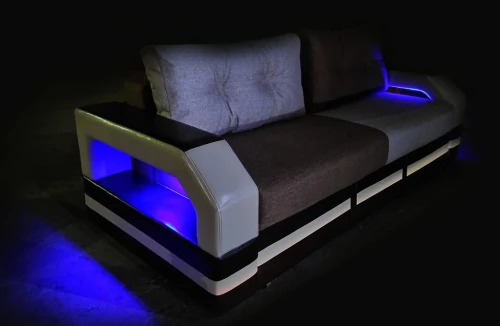 Диван еврокнижка Манчестер с подсветкой, 160 рогожка серая НПБ