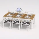 Обеденная группа TELLA  FESTA  каркас белый / стол тик 220 / ткань антрацит