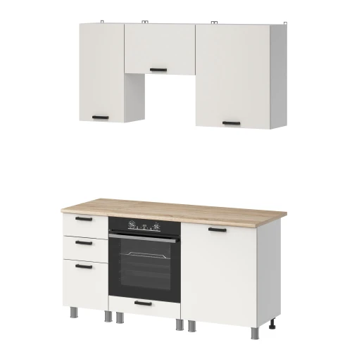 Готовый кухонный гарнитур МК Аленушка 1,6м в.7 Лаванда Молочный,скоба черный,сонома