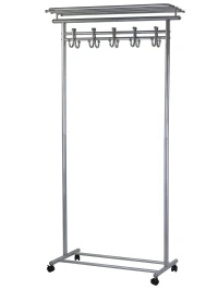 Вешалка напольная на колесах М 9 металлик с крючками