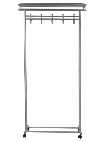 Вешалка напольная на колесах М 9 металлик с крючками