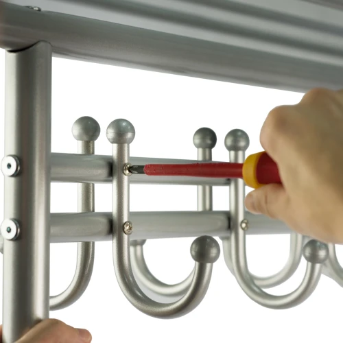 Вешалка напольная на колесах М 9 металлик с крючками