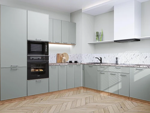 Угловая модульная кухня Квадро-02 Аквамарин Дуб вотан 2140*2400/2150*600