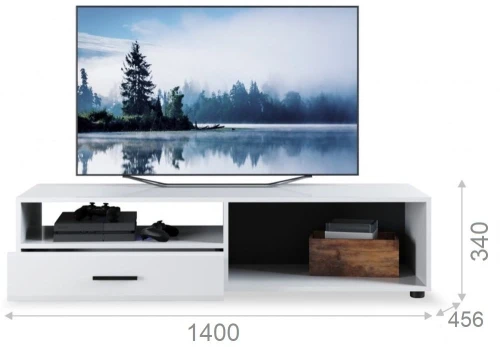 Тумба ТВ «Йорк» 1д1ящ ПР, Белый/белый глянец