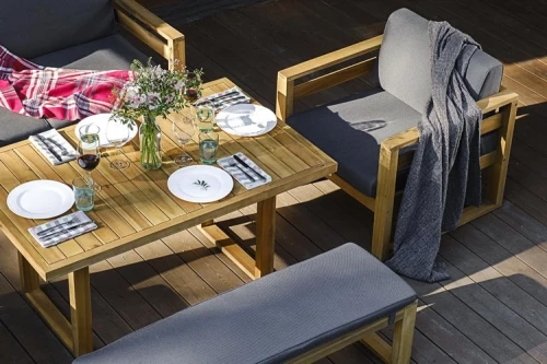 Диванный комплект из акации BOOKA с обеденным столом  Joygarden