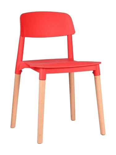 GH106/DC456 Стул пластиковый, КРАСНЫЙ, каркас бук