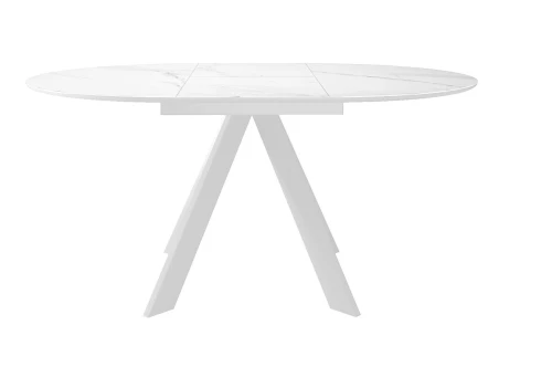 Стол DikLine SKC110 d1100 Керамика Белый мрамор/подстолье белое/опоры белые