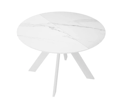 Стол DikLine SKC110 d1100 Керамика Белый мрамор/подстолье белое/опоры белые