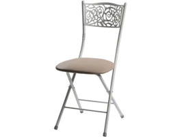 Стул складной Стефани ДП2-04, кожзам Линкольн беж, каркас белый матовый