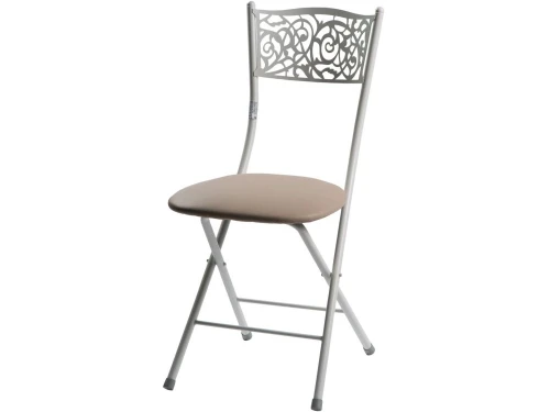 Стул складной Стефани ДП2-04, кожзам Линкольн беж, каркас белый матовый