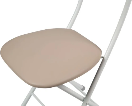 Стул складной Стефани ДП2-04, кожзам Линкольн беж, каркас белый матовый